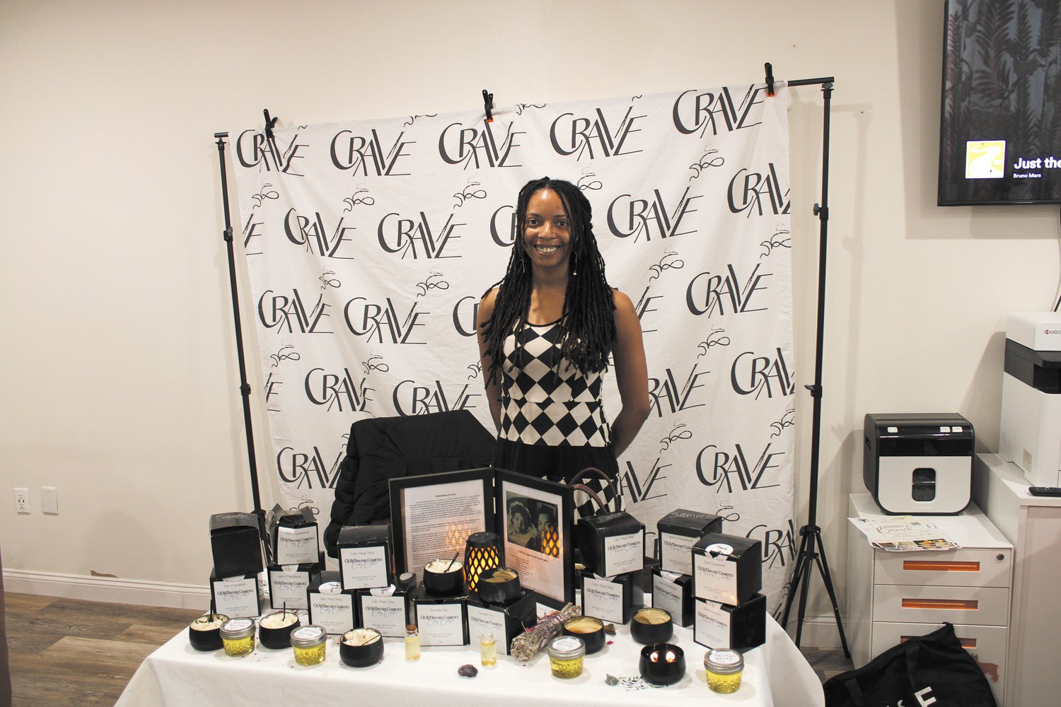 CRAVING FOR HEALTH: Zara Salmon displays her CBD infused massage oils, body butters and candles. With a business inspired by her granfather’s fight against cancer, Salmon has a true passion for the power of plants and their impact on our health.
